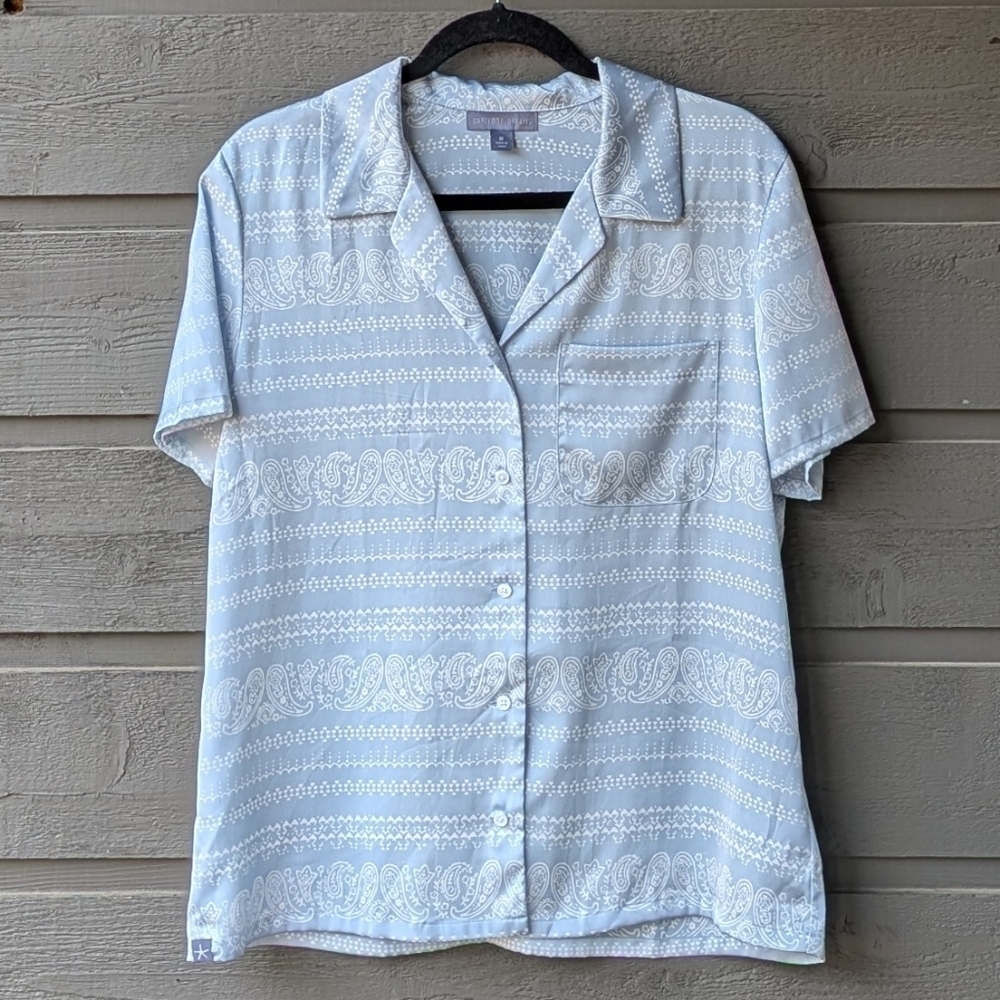 Barefoot Dreams Washed Satin Short Sleeve Pajama Top Size Medium